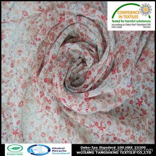 100% Recycled PET 50D*50D polyester printed floral chiffon fabric for dress